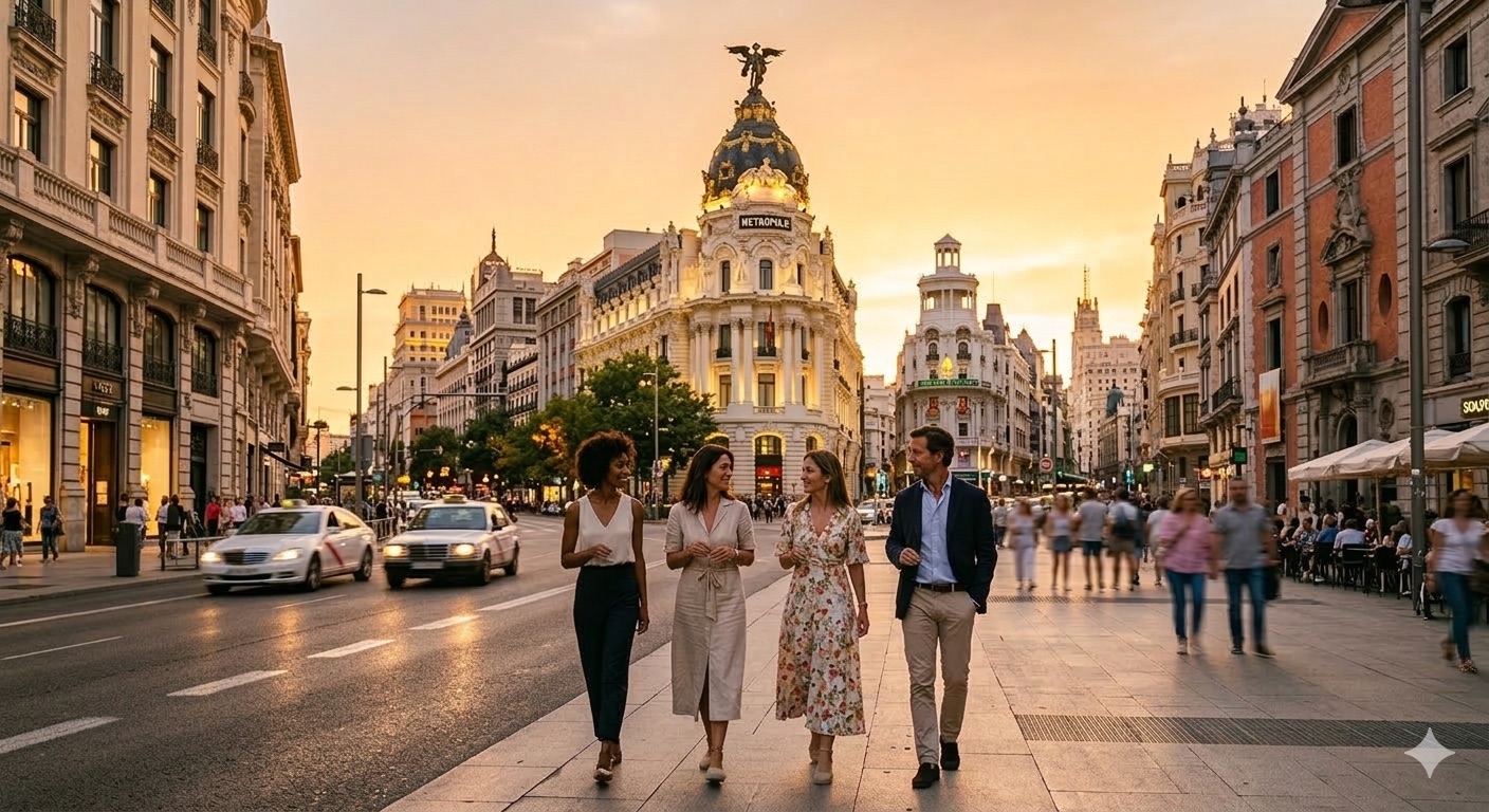 Gran Vía, Madrid at golden hour